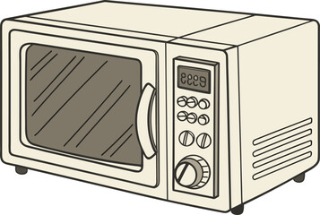 Obraz premium Microwave Oven Design in Real Color. Real Color Microwave Oven Illustration with High Detail. Realistic Kitchen Microwave Appliance with Clean Background. Colorful Microwave Oven Design for Cooking