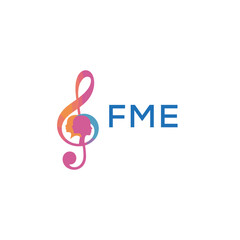 FME “Colorful music logo with human faces and treble clef design” FME Later Logo, “Abstract music school logo with people and melody icon”
