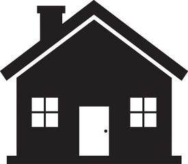 Modern House Silhouette in Black | Contemporary Architecture Illustration