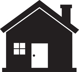 Modern House Silhouette in Black | Contemporary Architecture Illustration