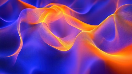 Obraz premium Abstract vibrant wavy lines of orange and blue