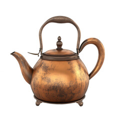 Antique copper kettle with handle and lid