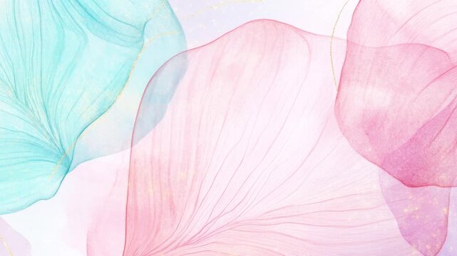 Delicate floral pattern with pastel petals and gold accents, suitable for background