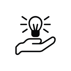 Hand On Idea Lightbulb Creative Symbol Icon Outline