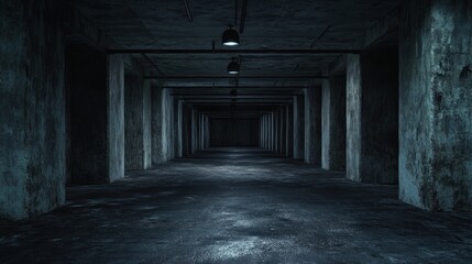 Obraz premium Dark, empty underground corridor