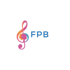 Fototapeta premium FPB “Colorful music logo with human faces and treble clef design” FPB Later Logo, “Abstract music school logo with people and melody icon” 