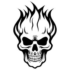 Skull with fire tattoo design