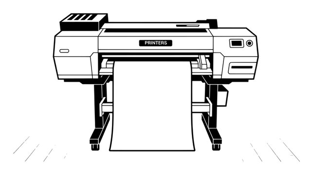 Large format printer with paper output vector