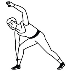 Athletic man stretching in a wide stance exercise yoga