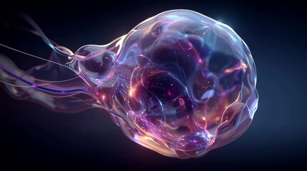 glowing translucent amorphous blob with flowing tendrils vibrant abstract plasma energy form digital render ethereal mystic concept
