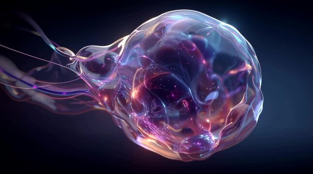 glowing translucent amorphous blob with flowing tendrils vibrant abstract plasma energy form digital render ethereal mystic concept
