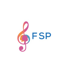 Fototapeta premium FSP “Colorful music logo with human faces and treble clef design” FSP Later Logo, “Abstract music school logo with people and melody icon” 