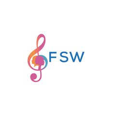 Fototapeta premium FSW “Colorful music logo with human faces and treble clef design” FSW Later Logo, “Abstract music school logo with people and melody icon” 