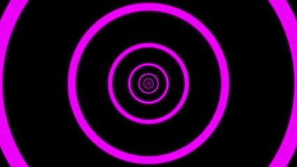 Pink Neon Spirals on Black Background Concentric Circles