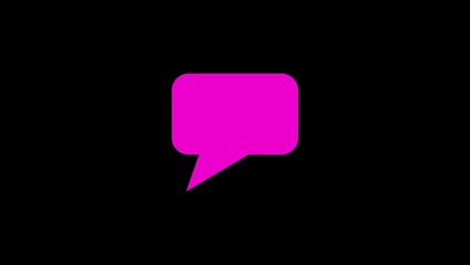 Pink Speech Bubble on Black Background Communication Symbol