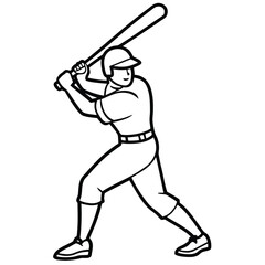 Baseball player in batting stance with bat batter