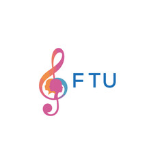 Fototapeta premium FTU “Colorful music logo with human faces and treble clef design” FTU Later Logo, “Abstract music school logo with people and melody icon” 