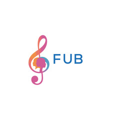 FUB “Colorful music logo with human faces and treble clef design” FUB Later Logo, “Abstract music school logo with people and melody icon”
