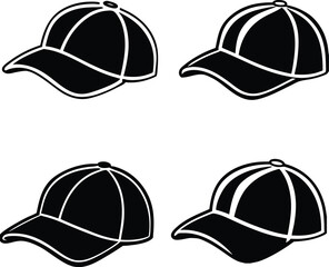 Black baseball caps with white outlines headwear fashion