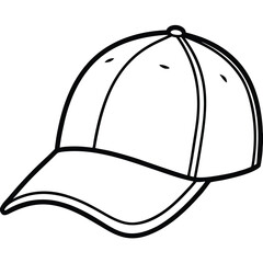 Black outline baseball cap with curved brim headwear accessory