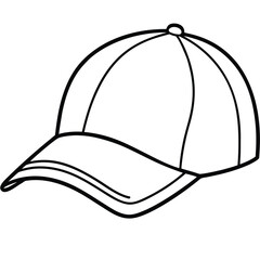 Black outline baseball cap with curved brim headwear accessory