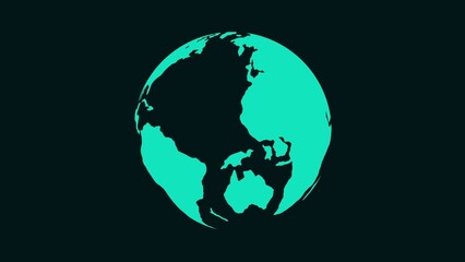 Teal Earth Globe Silhouette on Dark Teal Background