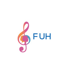 Obraz premium FUH “Colorful music logo with human faces and treble clef design” FUH Later Logo, “Abstract music school logo with people and melody icon” 