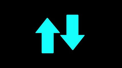 Turquoise Up and Down Arrows on Black Background direction
