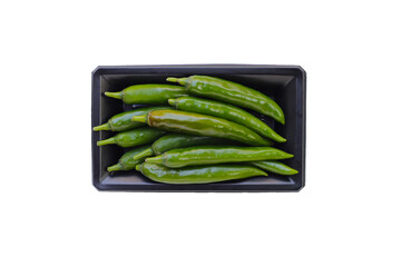 Chili peppers on a white background.