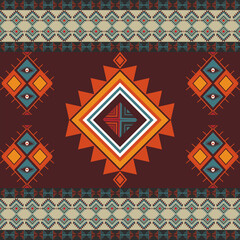 Aztec  tribal Native American geometric seamless pattern. Colorful ethnic illustration design for fabric, textile, blanket, rug, carpet, and fashion,300dpi
