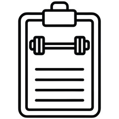 Clipboard with dumbbell and list weightlifting exercise