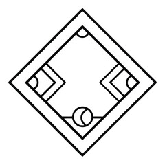 Diamond shape baseball field outline with home plate sport