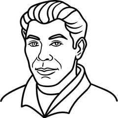 Man with wavy hair and collared shirt portrait black and white