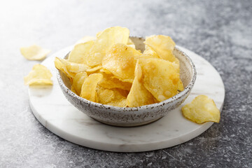Homemade potato chips in a bowl