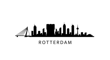Fototapeta premium Rotterdam Skyline Silhouette Netherlands.