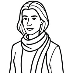 Smiling woman with flowing hair and scarf portrait