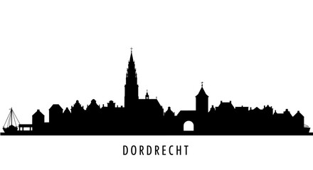 Dordrecht Skyline Black silhouette.