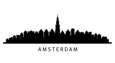 Obraz premium Amsterdam Skyline Silhouette with Cityscape.