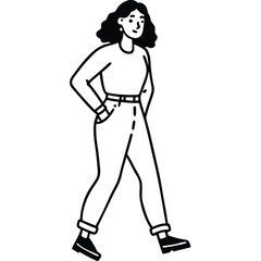 Woman walking with hands in pockets person female