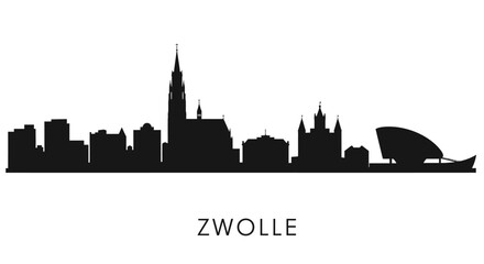 Fototapeta premium Zwolle Skyline with Netherlands, Cityscape, and Silhouette.