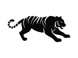 Vector silhouette of a tiger leaping forward, strong visual for sports club logo