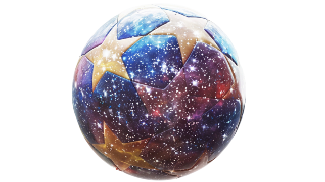Celestial-Themed Football with Stellar Adornments on white background