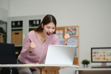 Successful web designers, excellent woman and success at the office.