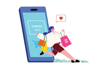 オンラインショッピングを楽しむ女性