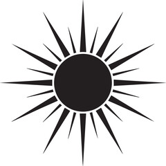 Sunlight Silhouette in Black | Radiant Sun Rays Illustration Icon