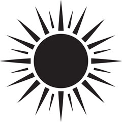 Sunlight Silhouette in Black | Radiant Sun Rays Illustration Icon