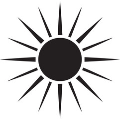 Sunlight Silhouette in Black | Radiant Sun Rays Illustration Icon