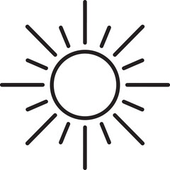 Sunlight Silhouette in Black | Radiant Sun Rays Illustration Icon