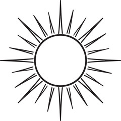 Sunlight Silhouette in Black | Radiant Sun Rays Illustration Icon