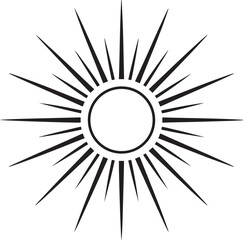 Sunlight Silhouette in Black | Radiant Sun Rays Illustration Icon
